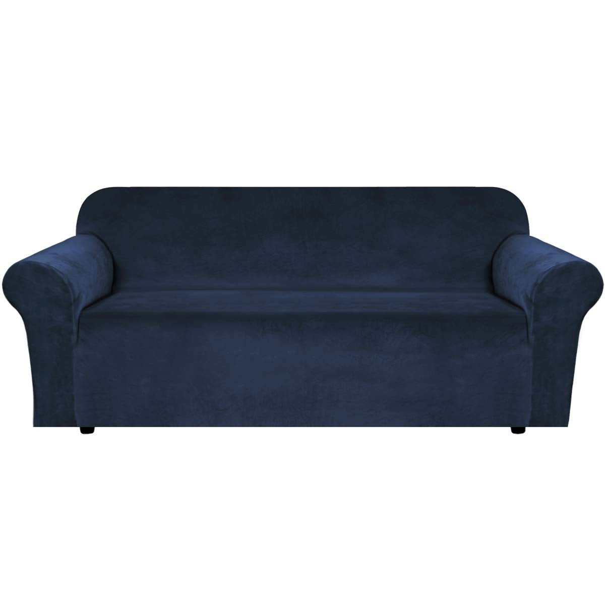 H.VERSAILTEX Stretch Velvet Sofa Covers Large Couch Covers Sofa Slipcovers Furniture Protector Soft with Non Slip Elastic Bottom, Feature Thick Comfy Rich Velour (Extra Wide Sofa 98"-105", Navy)