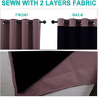 NICETOWN Dry Rose 100% Blackout Lined Curtains, 2 Thick Layers Completely Blackout Window Treatment Thermal Insulated Drapes for Kitchen/Bedroom (1 Pair, 70 inches Width x 63 inches Length Each Panel)