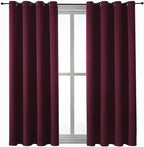 ChrisDowa Grommet Blackout Curtains for Bedroom and Living Room - 2 Panels Set Thermal Insulated Room Darkening Curtains (Burgundy Red, 52W x 63L)