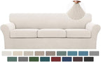 Turquoize 4 Piece Sofa Covers for 3 Cushion Couch Sofa Slipcover Soft Couch Cover for Dogs-Washable Sofa Furniture Covers with 3 Individual Large Cushion Covers, Feature Thick Fabric (XL Sofa, Ivory)