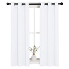 NICETOWN Draperies Curtains Panels, 2 Panels, 29 by 40, White, Blocking Out 50% Sunlight Window Treatment Curtains, Grommet Top Small Window Drapes for Bedroom