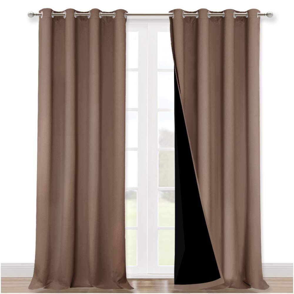NICETOWN 100% Blackout Blinds, Set of 2, 46" x 96", Cappuccino, Laundry Room Decor Window Treatment Curtains for Large Patio Sliding Door, Thermal Insulated Curtains for Bedroom