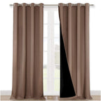 NICETOWN Cold Reducing Curtains, Complete Blackout Shades for Large Windows, 100% Blackout Window Curtain Panels with Black Lined, 52 inches Width Each Panel, 95 inches Length, Cappuccino, 2 Pieces