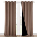 NICETOWN Cold Reducing Curtains, Complete Blackout Shades for Large Windows, 100% Blackout Window Curtain Panels with Black Lined, 52 inches Width Each Panel, 95 inches Length, Cappuccino, 2 Pieces