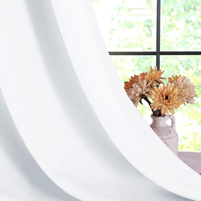 NICETOWN Draperies Curtains Panels, Blocking Out 50% Sunlight Window Treatment Curtains, Grommet Top Small Window Drapes for Bedroom (2 Panels, 70 by 95, White)