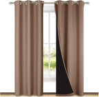NICETOWN 100% Blackout Curtains Thermal, Noise Cancellation and Privacy Truly Blackout Curtains for Patio Door, Black Lined Blackout Drapes with Grommet Top, Cappuccino, 1 Pair, W42 x L84