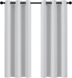Yakamok Greyish White Curtains for Bedroom,Grommet Thermal Insulated Room Darkening Curtains for Living Room,42W x 72L,2 Panels