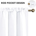 DWCN White Curtains for Living Room Thermal Insulated, 50% Light Blocking Curtains for Bedroom, Dining Room Window, W 38x L 45 Inch, Set of 2 Rod Pocket Curtain Panels