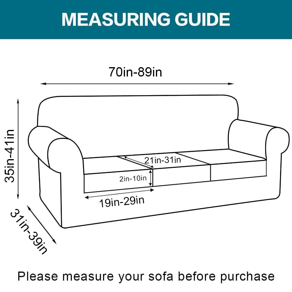 Turquoize 4 Piece Sofa Covers for 3 Cushion Couch Sofa Slipcover Soft Couch Cover for Dogs-Washable Sofa Furniture Cover with 3 Individual Cushion Covers (3 Cushion Sofa, Burnt Brick)