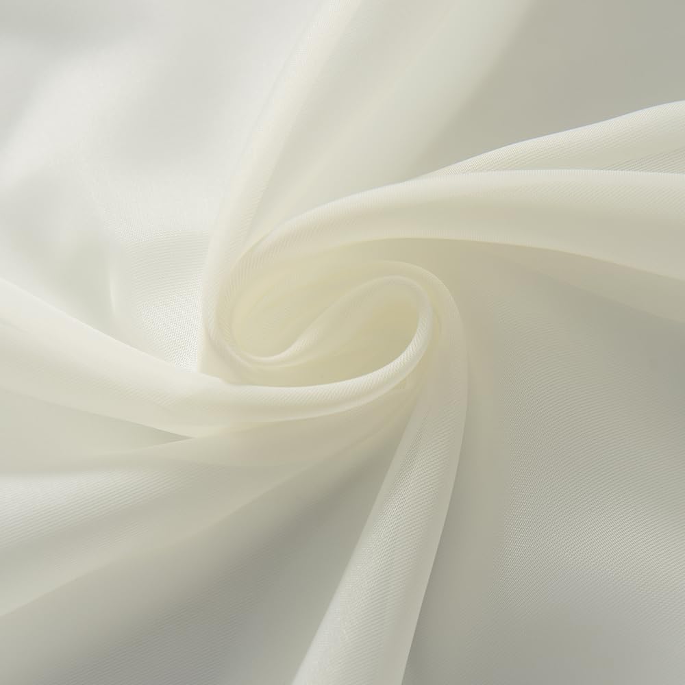 SpaceDresser Ivory Sheer Curtains 4 Panels Rod Pocket Semi-Sheer Curtain 63 Inches Long Light Filtering Voile Window Drapes for Bedroom Living Room Kitchen, Each 52W x 63L