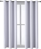 ChrisDowa Grommet Room Darkening Curtains for Bedroom and Living Room - 2 Panels Set Thermal Insulated Blackout Curtains (Greyish White, 42W x 63L)