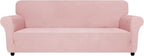 ZNSAYOTX Oversized Super Stretch Couch Cover (92"-115"), New Striped Sofa Covers Comfortable & Durable, Dog Cat Pets Friendly Extra Large Spandex Sofa Slipcovers (Rose, XL Sofa)
