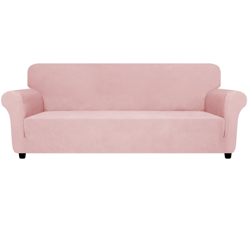 ZNSAYOTX Oversized Super Stretch Couch Cover (92"-115"), New Striped Sofa Covers Comfortable & Durable, Dog Cat Pets Friendly Extra Large Spandex Sofa Slipcovers (Rose, XL Sofa)