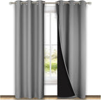 NICETOWN Silver Grey Full Shade Curtain Panels, Pair of Thermal Insulated & Energy Efficiency Blackout Curtains for Living Room Windows, Lined Silky Performance Window Dressing (42" Wide x 84" Long)