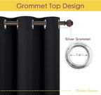 NICETOWN Blackout Draperies Window Curtain Panels, Autumn/Winter Thermal Insulated Solid Grommet Blackout Curtains/Drapes for Cafe (Set of 2, 60 inches by 84 inches, Black)