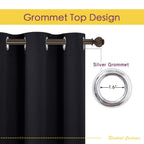 NICETOWN Living Room Blackout Curtain Panels, Autumn/Winter Thermal Insulated Solid Grommet Blackout Draperies/Drapes (Set of 2, 42 Inch by 72 Inch, Black)
