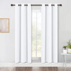 NICETOWN 50% Blackout White Curtain Set - Modern Design Solid Grommet Draperies/Drapes for Living Room, Window Dressing for Patio Door (2 Panels, 42 by 72)