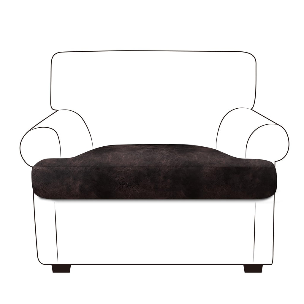 ANARACHON Leather Look Couch Cushion Covers Sofa Seat Slipcovers Sets Couches Furniture Protector for Sectional Armchair Loveseat Pets Kids Stretch Spandex Fabric (1 T-Cushion Armchair, Chocolate)