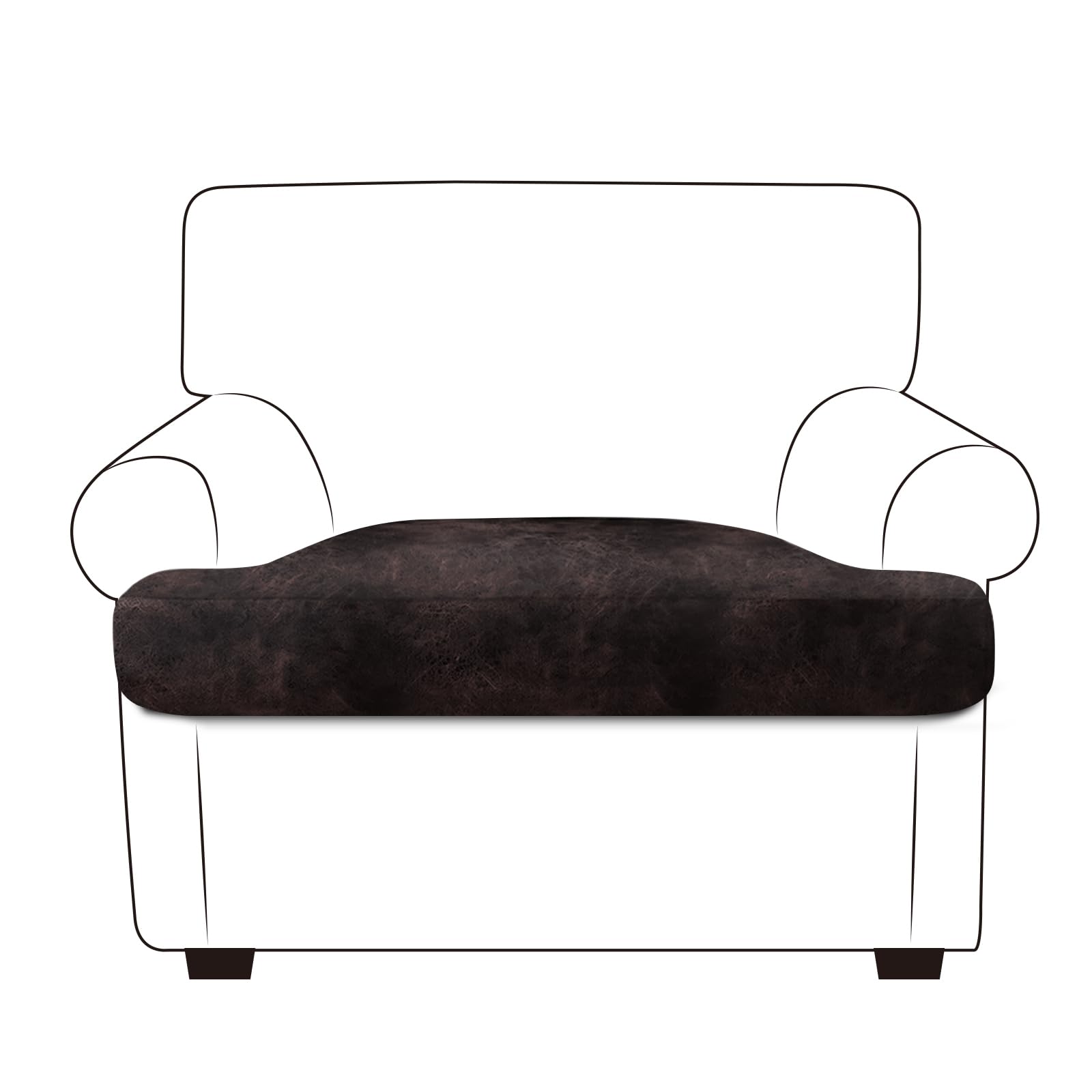 ANARACHON Leather Look Couch Cushion Covers Sofa Seat Slipcovers Sets Couches Furniture Protector for Sectional Armchair Loveseat Pets Kids Stretch Spandex Fabric (1 T-Cushion Armchair, Chocolate)