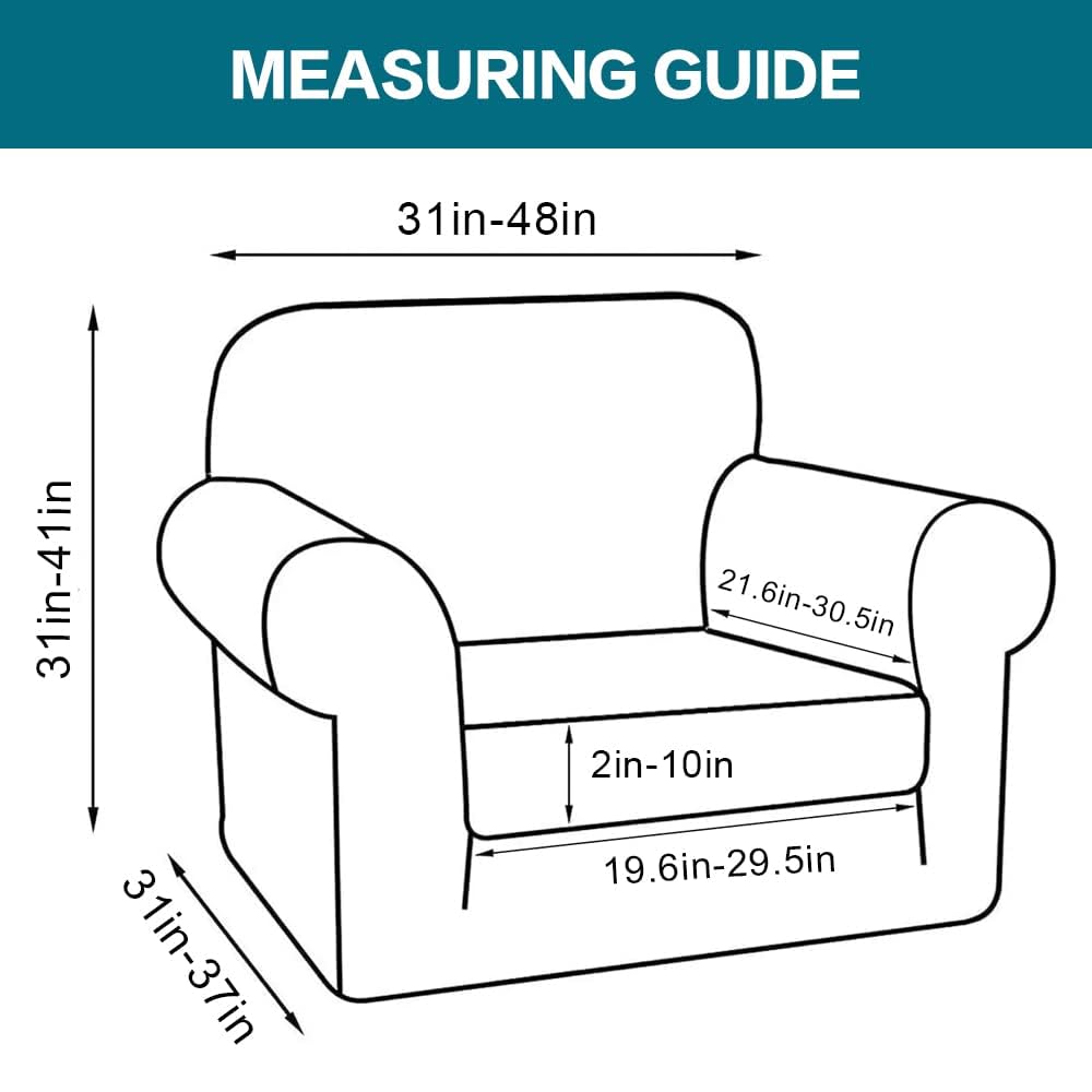 Turquoize 2 Piece Chair Covers Chair Slipcovers for Living Room Armchair Couch Cover Chair Sofa Cover with Individual Cushion Covers Furniture Cover for Chairs Feature Jacquard Fabric (Chair, Caramel)