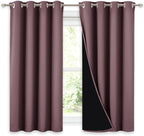 NICETOWN 100% Blackout Curtains 54 inches Long, Double-Deck Completely Blackout Window Treatment Thermal Insulated Lined Drapes for Small Window (Dry Rose, 1 Pair, 52 inches Width Each Panel)