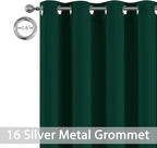 Yakamok Wide Thermal Blackout Patio Door Curtain Panel, Dark Green Grommet Sliding Door Insulated Curtains, Extra Wide Curtains for Sliding Glass Door, Emerald Green, W52 x L84, 1 Panel