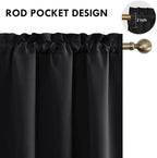 DWCN Blackout Curtains for Bedroom – Thermal Insulated Room Darkening Drapes for Living Room, Black, W 42 x L 84 Inch, Set of 2 Rod Pocket Curtain Panels