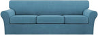 Turquoize 4 Piece Sofa Covers for 3 Cushion Couch Sofa Slipcover Soft Couch Cover for Dogs Washable Furniture Cover with 3 Individual Large Cushion Covers Feature Fabric (Large Sofa, Storm Blue)
