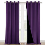NICETOWN 100% Blackout Blinds, Set of 2, 46" x 96", Royal Purple, Laundry Room Decor Window Treatment Curtains for Large Patio Sliding Door, Thermal Insulated Curtains for Bedroom