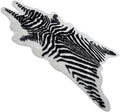 Zebra Print Rug Faux Animal Cowhide Skin Area Rug Leather Carpet Mat Small Size for Home Office Livingroom 3.1' x 3.6'