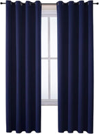 ChrisDowa Grommet Blackout Curtains for Bedroom 52 x 84 Inch - 2 Panels Set Thermal Insulated Room Darkening Curtains for Living Room, Navy Blue