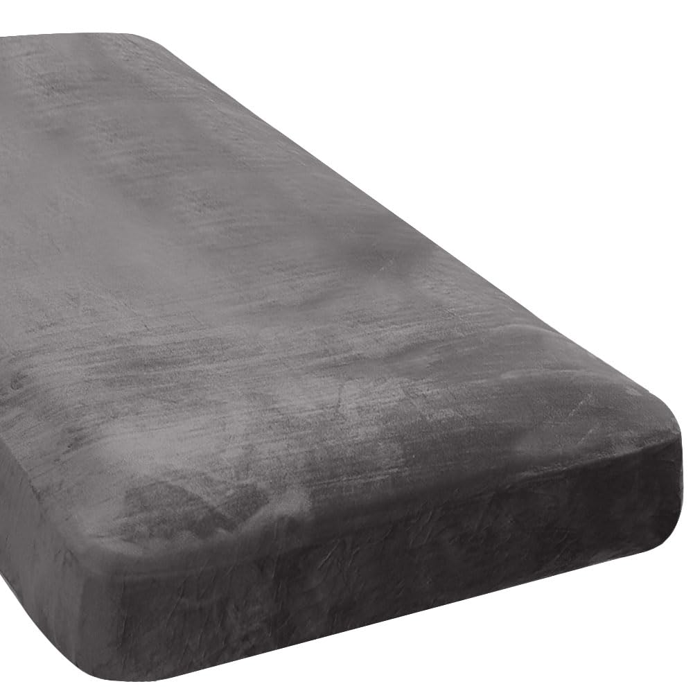 H.VERSAILTEX Velvet Stretch Individual Chaise Cover Sectional Couch Covers for L Shaped Sofa Both Left/Right Furniture Protector Seat Cushion Sofa Cover (1 Piece Chaise Cover, Grey)