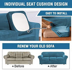 H.VERSAILTEX Rich Velvet Stretch 2 Piece Chair Cover Chair Slipcover Sofa Cover Furniture Protector Couch Soft with Elastic Bottom Chair Couch Cover with Arms Width Up to 49 Inch(Chair,Peacock Blue)