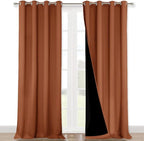 NICETOWN Full Shading Curtains for Windows, Super Heavy-Duty Black Lined Blackout Curtains for Bedroom, Privacy Assured Window Treatment (Burnt Orange, Pack of 2, 52 inches W x 95 inches L)