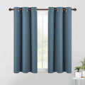 NICETOWN Smoky Blue Kitchen Blackout Short Curtain Panels for Bedroom, 2 Panels, W42 x L45 -Inch, Thermal Insulated Grommet Top Blackout Draperies and Drapes
