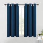 NICETOWN Moroccan Blue Blackout Curtain Panels 48 inch Long Set of 2 for Bedroom, Thermal Insulated Grommet Top Light Blocking Draperies and Drapes for Basement (W34)