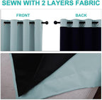 NICETOWN 100% Blackout Lined Curtains, Sky Blue, 1 Pair, 42" Width x 63" Length Each Panel, 2 Thick Layers Completely Blackout Window Treatment Panels Thermal Insulated Drapes for Kitchen