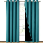 NICETOWN 100% Blackout Curtains 84 inches Long, Pair of Energy Smart & Noise Blocking Out Drapes for Baby Room Window, Thermal Insulated Guest Room Lined Window Dressing(Peacock Teal, 52 inches Wide)