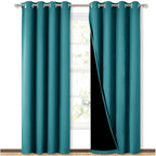NICETOWN 100% Blackout Curtains 84 inches Long, Pair of Energy Smart & Noise Blocking Out Drapes for Baby Room Window, Thermal Insulated Guest Room Lined Window Dressing(Peacock Teal, 52 inches Wide)