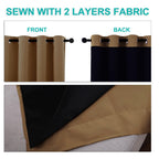 NICETOWN Total Shade Curtains and Draperies, Gold Brown, Package of 2, 62 inches Wide x 95 inches, LongHeavy-Duty Full Light Shading Drapes with Black Liner Backing for Villa/Hall/Dorm Window