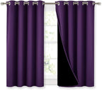 NICETOWN Kitchen Full Blackout Curtain Panels, Super Thick and Soft Insulated Window Covers, 100% Blackout Draperies with Black Backing for Cafe Window (Royal Purple, Set of 2 PCs, 52 by 45-inch)