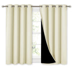 NICETOWN Room Warming Curtains, Bedroom Full Blackout Panels, Super Thick Insulated Window Covers, Complete Blackout Draperies with Black Liner for Short Window (Beige, Set of 2, 52 by 45-inch)