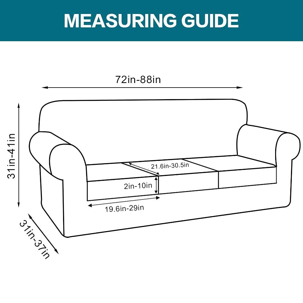 Turquoize 4 Piece Couch Covers for 3 Cushion Couch Sofa Pet Friendly Stretch Couch Cover for Dogs Washable Sofa Covers with Individual Couch Cushion Covers, Jacquard Fabric (3 Cushion Sofa, Taupe)