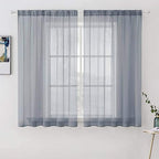 MIULEE 2 Panels Solid Color Sheer Window Curtains Elegant Window Voile Panels/Drapes/Treatment for Bedroom Living Room (54X63 Inches Dark Grey)