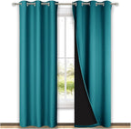 NICETOWN Peacock Teal Blackout Curtains 80 inches Long, Full Light Blocking Drapes with Black Liner for Nursery, Thermal Insulated Draperies for Hall, Villa (2 Pieces, 42" Wide Each Panel)