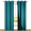 NICETOWN Peacock Teal Blackout Curtains 84 inches Long, Full Light Blocking Drapes with Black Liner for Nursery, Thermal Insulated Draperies for Hall, Villa (2 Pieces, 42" Wide Each Panel)
