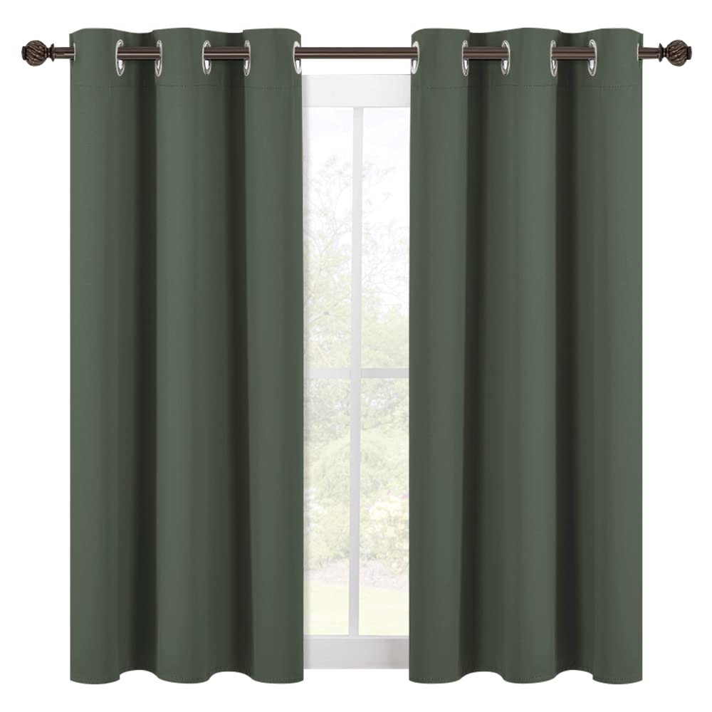 NICETOWN Shack Blackout Curtains 54 inches Long, Thermal Insulated and Privacy Room Darkening Drape Panels for Boy's Guest Room Door Small Short Window (Dark Mallard, 2 Panels, W42 x L54 -Inch)