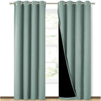 NICETOWN 100% Blackout Curtains 84 inches Long, Seafoam Green, 52 inches Wide, Pair of Energy Smart & Noise Blocking Out Drapes for Baby Room Window, Thermal Insulated Guest Room Lined Window Dressing