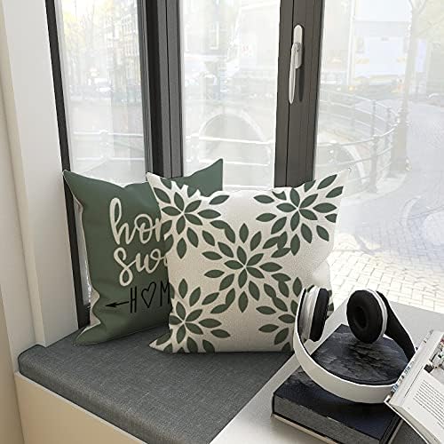 YCOLL Pillow Covers 18x18 Set of 4, Modern Sofa Throw Pillow Cover, Decorative Outdoor Linen Fabric Pillow Case for Couch Bed Car, Aqua Green