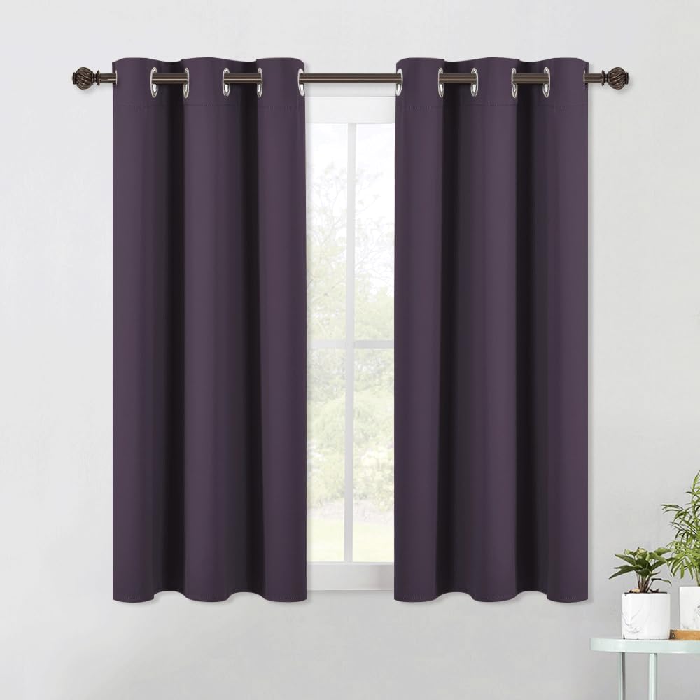NICETOWN Blackout Curtain Panels for Bedroom, 2 Panels, W42 x L60 inches, Greyish Purple, Thermal Insulated Grommet Top Blackout Draperies and Drapes